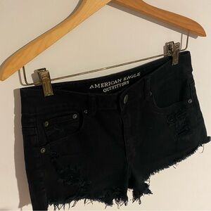 American Eagle Outfitters Black Ripped Jean Shorts